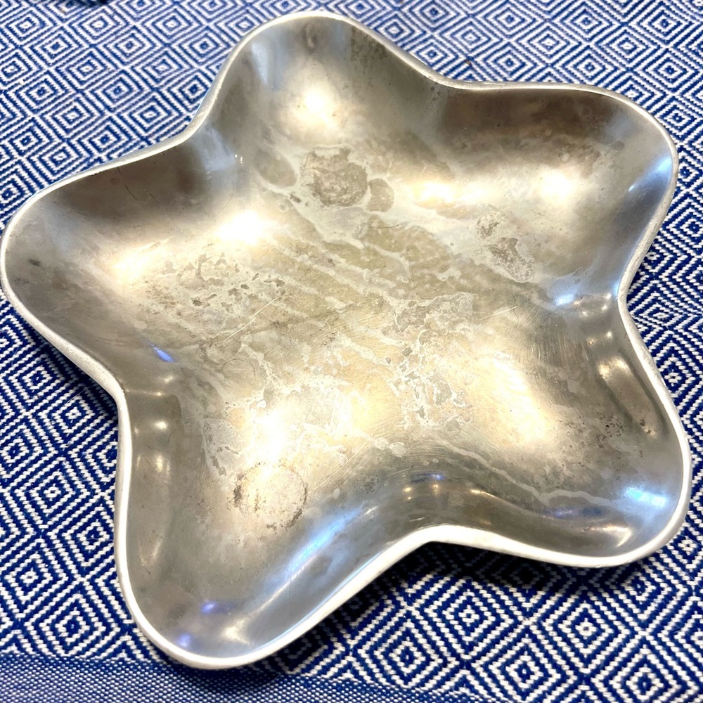 Vintage ihi India Crafts Silver toned Star Serve ware Aluminum Celestial Decor